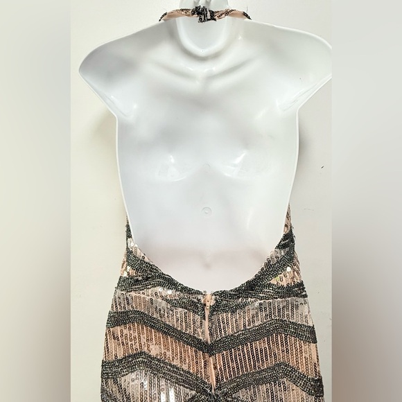 Gold and Pink Halter Mini Sundress for Night Out - Picture 4 of 8